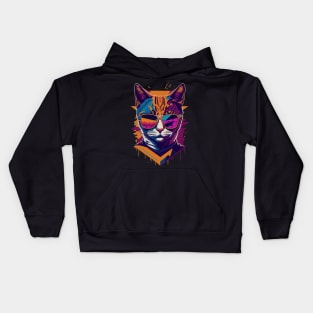 Retro Cool Cat: Vintage Vibes and Feline Flair Kids Hoodie